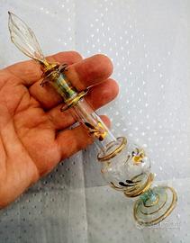 Bottiglia porta profumo in vetro Murano verde oro