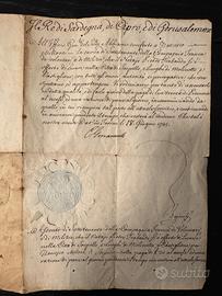 Nomina militare sabauda del 1745 con sigillo