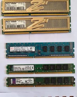 Lotto 5 Memorie RAM DDR3 per PC Fisso