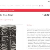 accendino Zippo Argento Anticato Croce Celtica