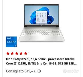 PC portatile HP i7 nuovo imballato