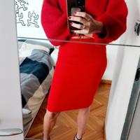 Gonna rossa sartoriale a tubino