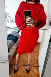 Gonna rossa sartoriale a tubino