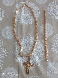 collana più bracciale placato in oro antiallergico