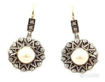 Orecchini anni '20 in oro basso titolo e argento c