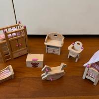 Set mobili in legno per casa delle bambole