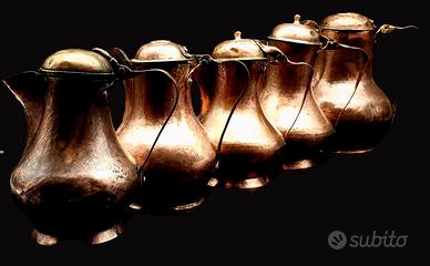 Set di 5 cuccume in rame