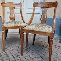 Sedie in legno e tessuto, vintage