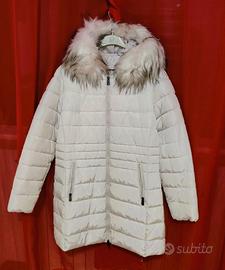 Piumino da Donna Con Cappuccio Color Avorio - Tg L