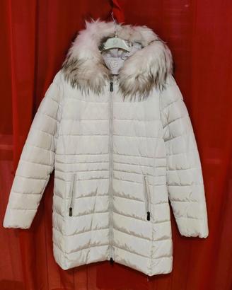 Piumino da Donna Con Cappuccio Color Avorio - Tg L