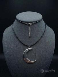 🌙 Collanain Vera Pelle Nera con C.mezza 🌙