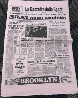 Giornale Calcio Ristampa 1968 Gazzetta Sport Milan