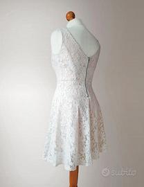 Abitino a ruota, rosa antico in pizzo, foderato XS