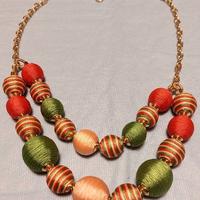 COLLANA VINTAGE CON SFERE DI STOFFA