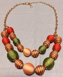COLLANA VINTAGE CON SFERE DI STOFFA