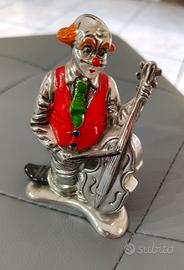 Statuina Pagliaccio Clown argentato Arval vintage
