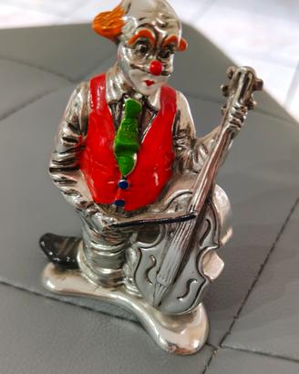 Statuina Pagliaccio Clown argentato Arval vintage