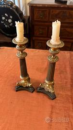 Candelabri antichi stile impero bronzo/legno