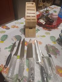 Tupperware Ceppo di legno con coltelli Chef  Pro