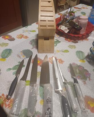 Tupperware Ceppo di legno con coltelli Chef  Pro