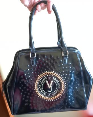 Borsa laccata nera Versace Jeans