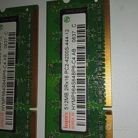 Hynix 2 Pezzi Memoria RAM DDR2 512MB 533MHz PC2-42