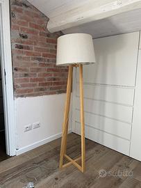 Lampada Brandani rovere e paralume in tessuto