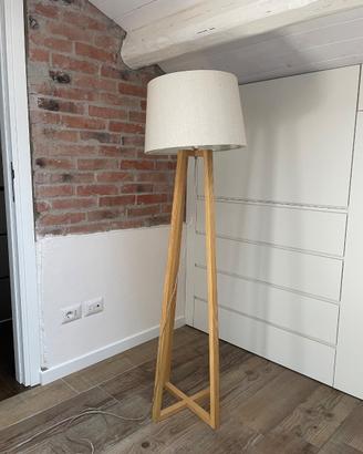 Lampada Brandani rovere e paralume in tessuto