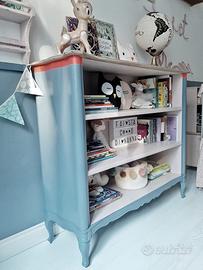 Libreria vintage legno dipinta a mano
