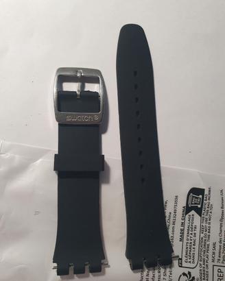 Cinturino nero con fibbia Swatch da 19mm acciaio