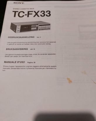 Libretto istruzioni piastra tape Sony  TC-FX33