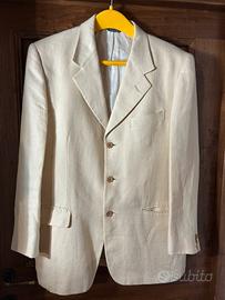 Stupenda giacca lino sartoria tg52 crema