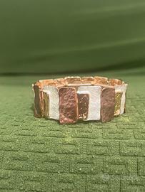Bracciale placato Oro Effetto Martellato Bronzo