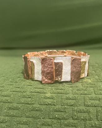 Bracciale placato Oro Effetto Martellato Bronzo