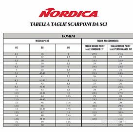 Tabella taglie on sale scarponi sci