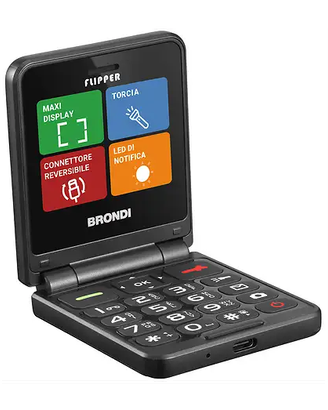 CELLULARE BRONDI FLIPPER Black Metal per anziani