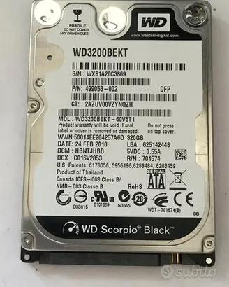 Hard Disk WD Scorpio Black 320GB 7200rpm SATA/USB