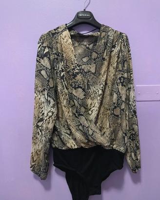 Body donna pitonato incrociato