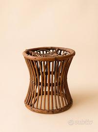 Sgabello vintage anni '60 in rattan
