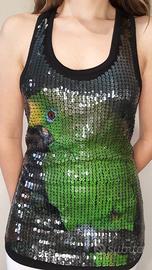 Canotta scollo americana nera con stampa tg. S/ 40