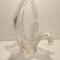 Cestino Vetro Artistico Foglia Argento Vintage