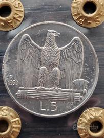 5 LIRE VITTORIO EMANUELE III AQUILOTTO 1930 