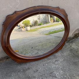 Specchio Ovale Vintage in Legno cornice noce