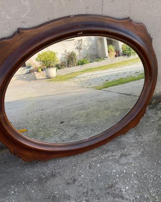 Specchio Ovale Vintage in Legno cornice noce