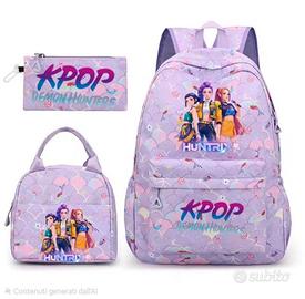Zaino scuola huntrix con borsetta portapranzo 