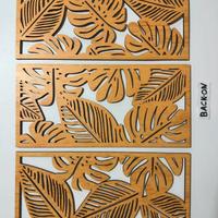 Set da 3 pannelli foglie tropicali in legno decora
