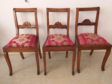 3 poltroncine secondo Impero veneto, in noce