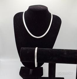 set collana bracciale snake argento uomo donna 