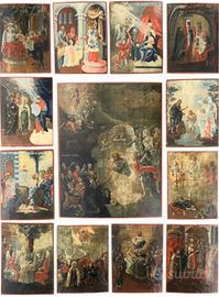 Antica icona russa Le 12 feste e resurrezione