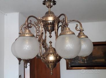 LAMPADARIO  metallo ottonato 6 LUCI sala